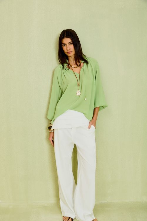 Blusa Bata Decote - Acqua