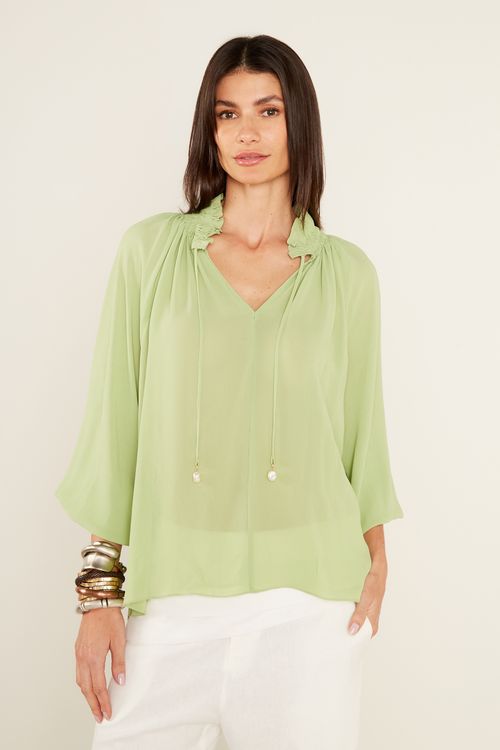 Blusa Bata Decote - Acqua