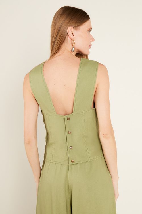 Blusa Casual Decote Costas - Verde Menta