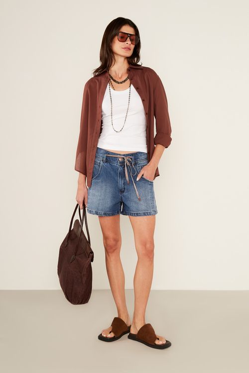 Short Jeans Cadarço - Jeans