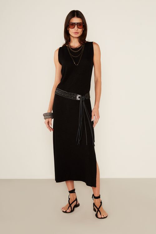 Vestido Tricot Midi - Preto