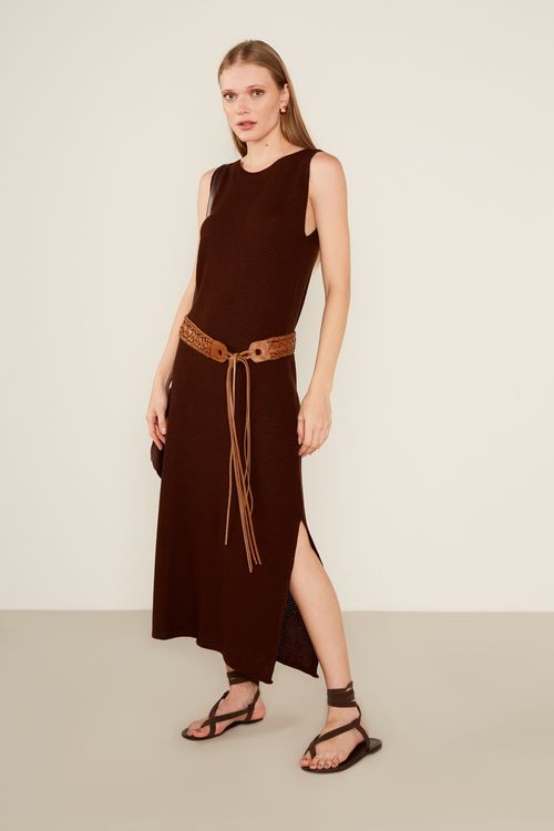 Vestido Tricot Midi - Marrom Capuccino