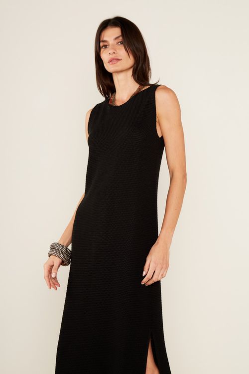 Vestido Tricot Midi - Preto