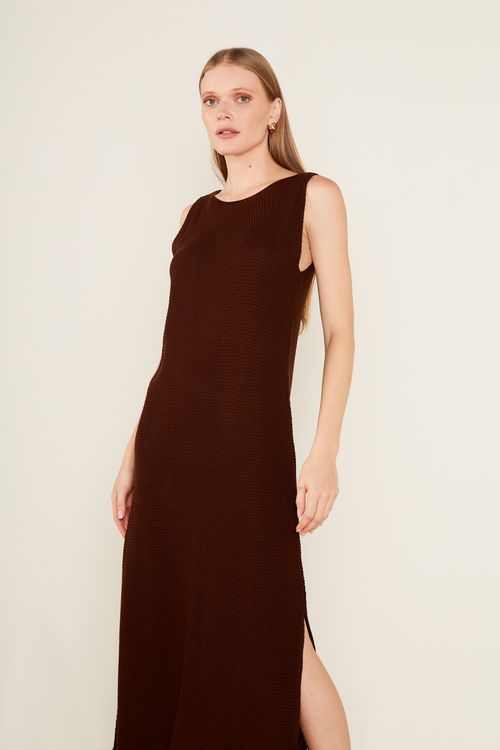 Vestido Tricot Midi - Marrom Capuccino