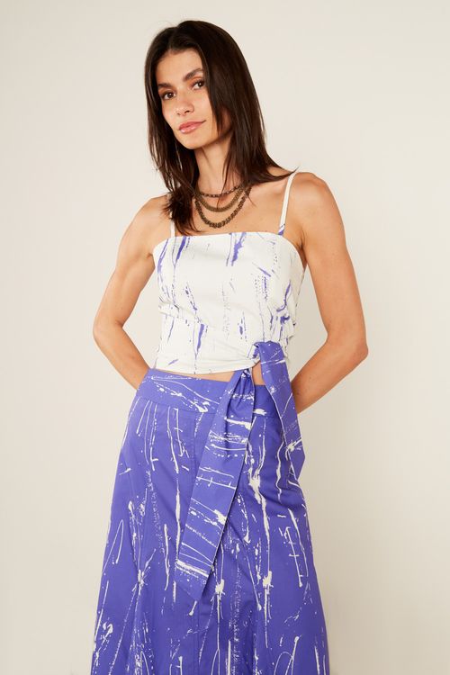 Top Estampa Liz Dupla Face - Est Liz Off Azul