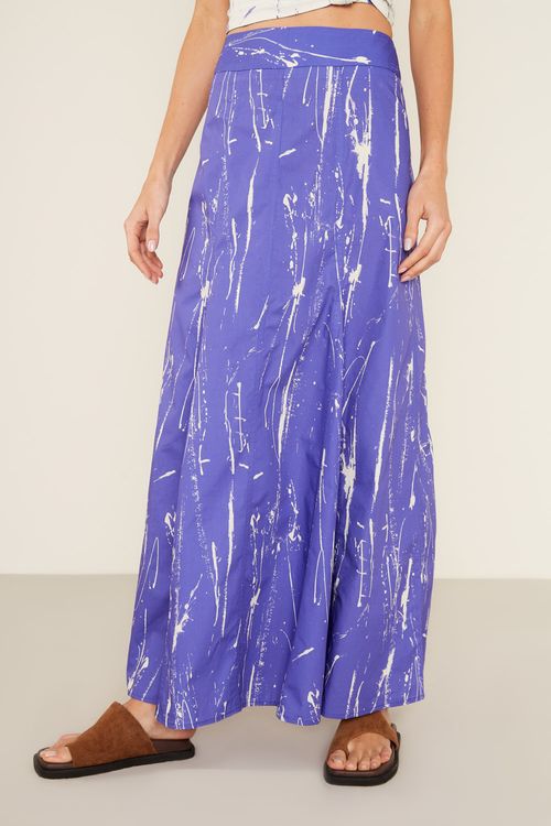 Saia Longa Estampa Liz Azul - Est Liz Azul