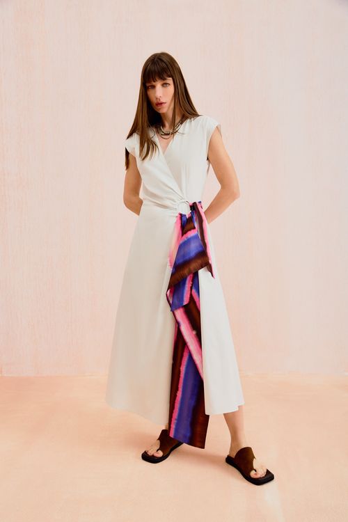 Vestido Transpassado Estampa Diniz - Est Diniz