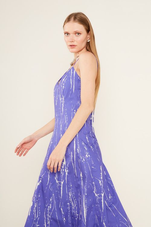 Vestido Midi Estampa Liz Azul - Est Liz Azul