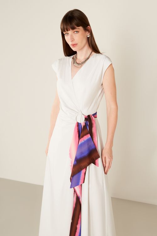 Vestido Transpassado Estampa Diniz - Est Diniz