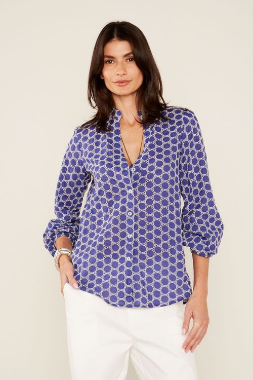 Camisa Bordado Two Tone - Azul Marinho