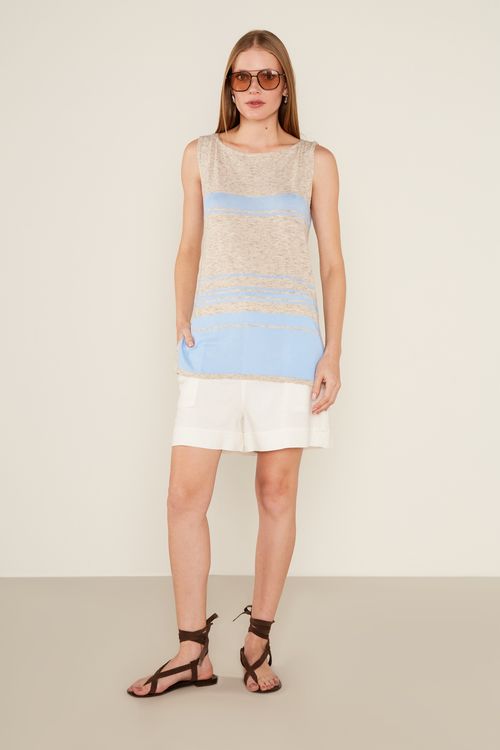 Blusa Tricot Listrada - Listra Azul/Cru