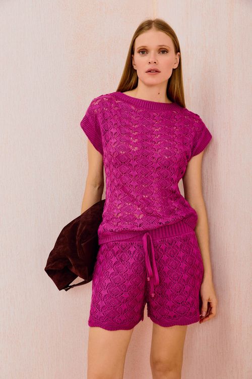 Blusa Tricot Texturas - Violeta Escuro