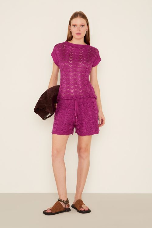 Short Tricot Texturas - Violeta Escuro
