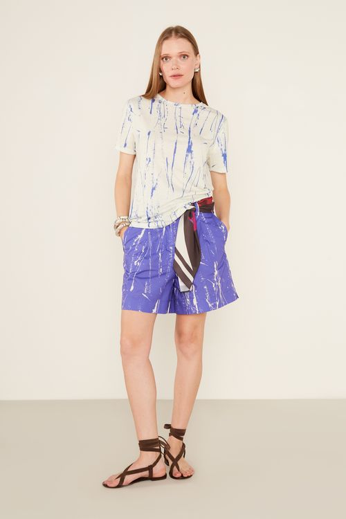 T-Shirt Malha Estampa Liz Off - Est Liz Off Azul