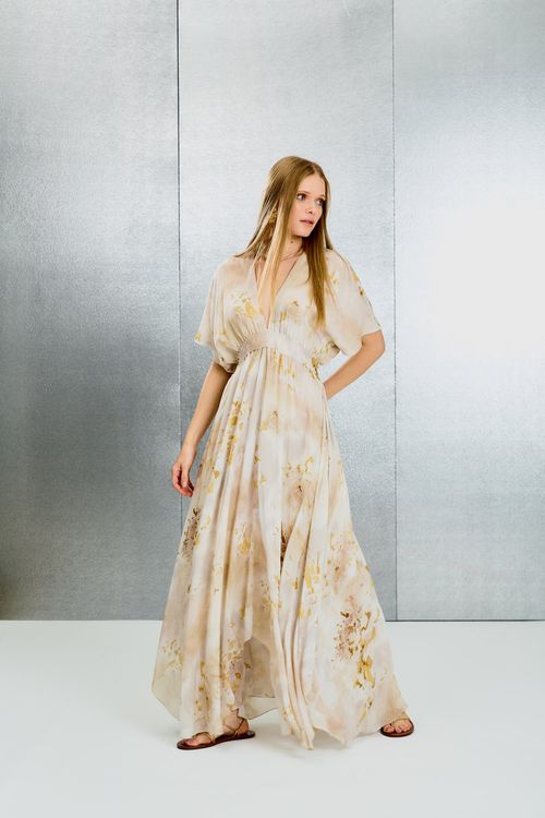Vestido Longo Estampa Tina Amarela - Est Tina Amarela
