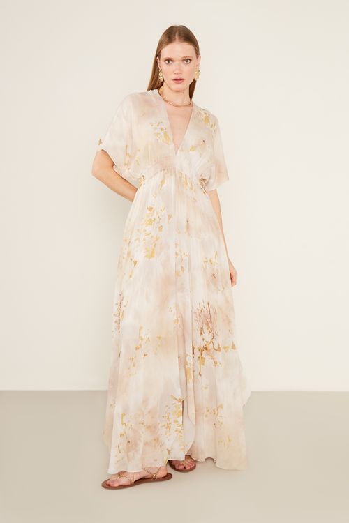 Vestido Longo Estampa Tina Amarela - Est Tina Amarela