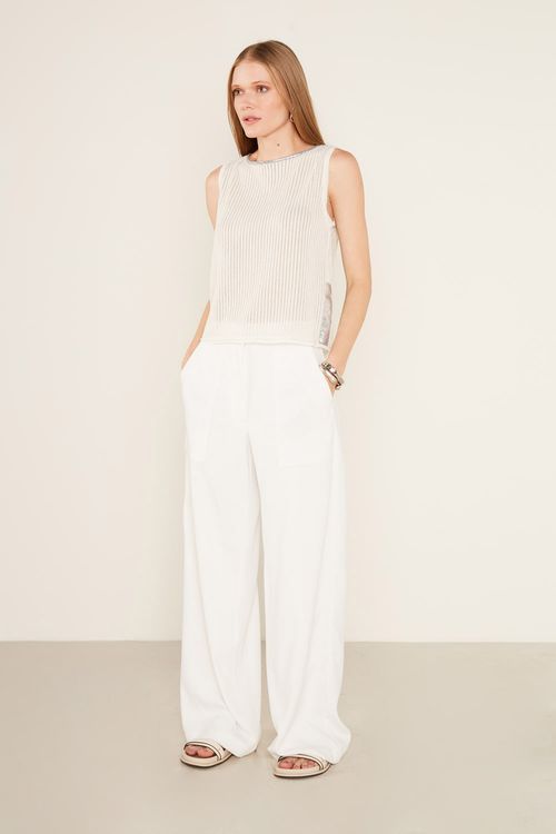 Blusa Malha Tricot Foil - Prata
