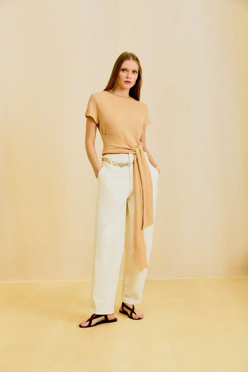 Blusa Malha Amarração - Sand
