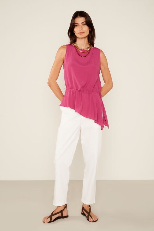 Blusa Casual Babado - Violeta Escuro