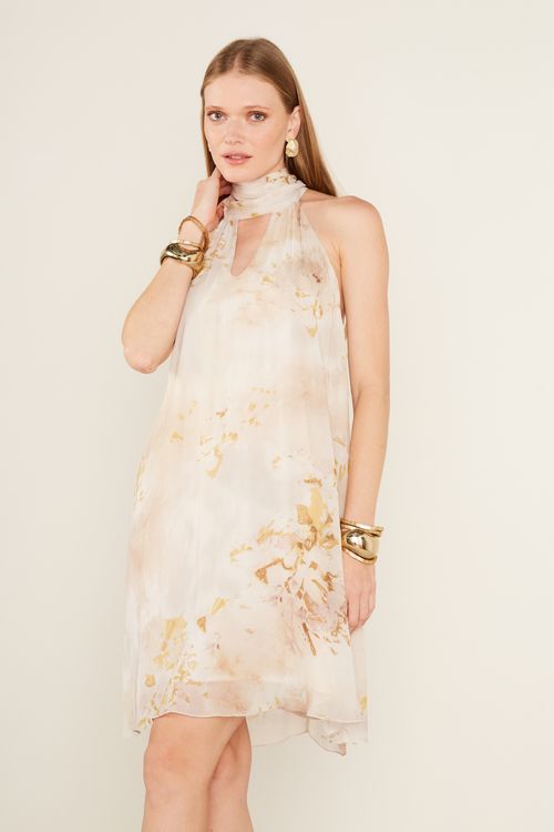 Vestido Decote Estampa Tina Amarela - Est Tina Amarela
