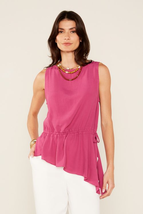 Blusa Casual Babado - Violeta Escuro