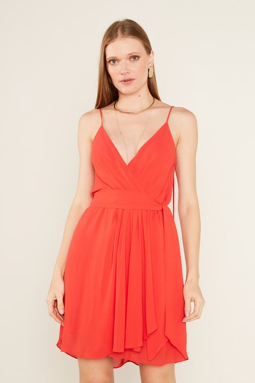Vestido Curto Drapeado Ggt - Orange