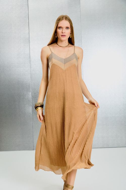Vestido Tricot Lurex Bicolor - Bicolor