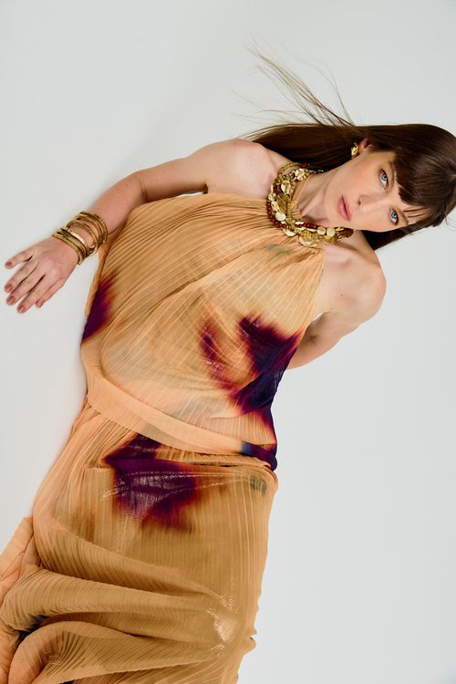 Blusa Plissada Estampa New Rita - Est New Rita