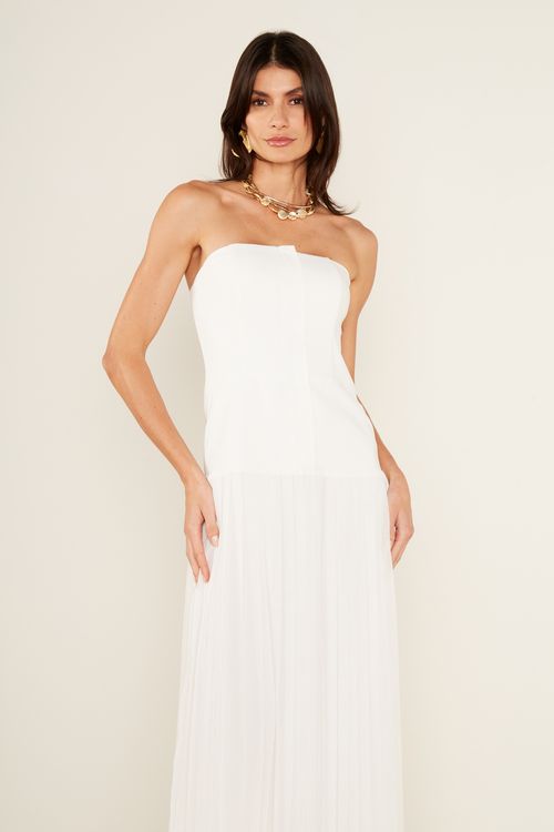 Vestido Alfaiataria Plissado - Off White