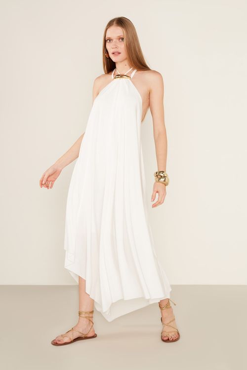 Vestido Malha Detalhe Metal - Branco