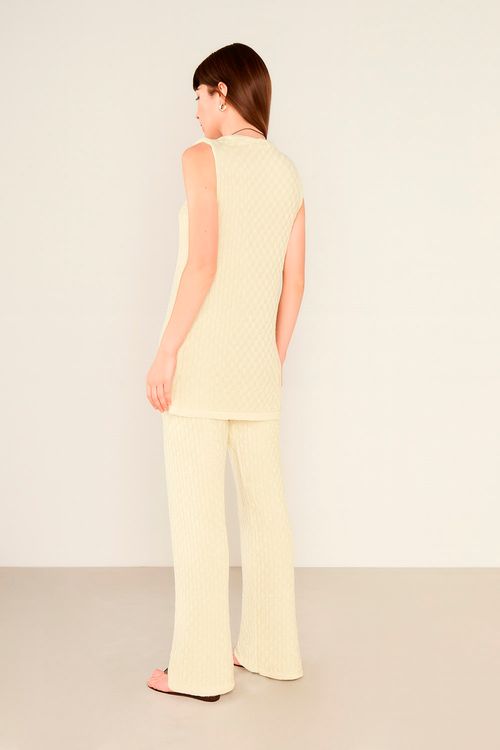 Calça Tricot Quadradinhos - Off White
