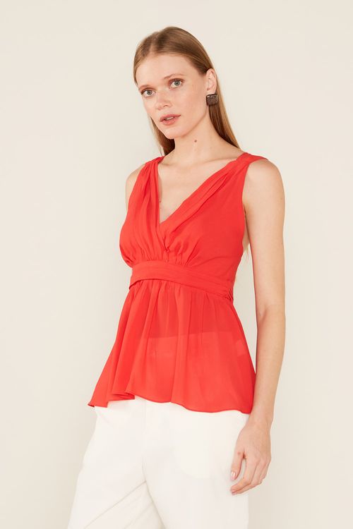 Blusa Decote - Orange