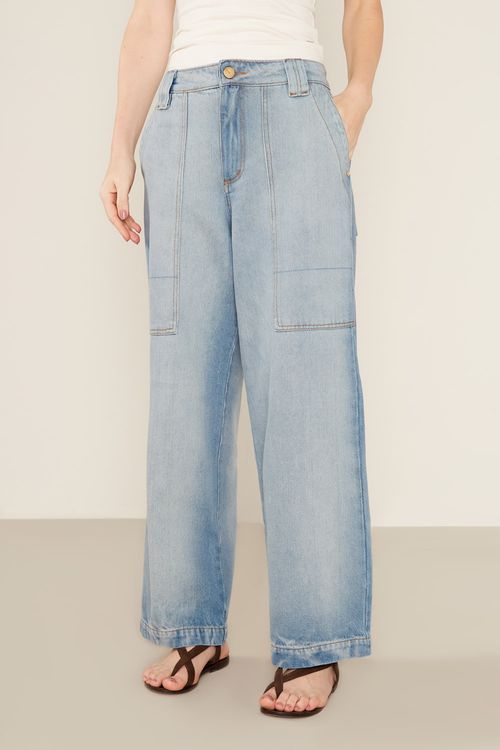 Calça Jeans Bolso Aplicado - Jeans
