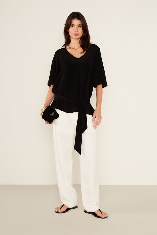 Bata Casual Decote v - Preto