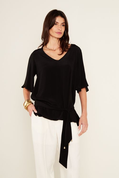 Bata Casual Decote v - Preto