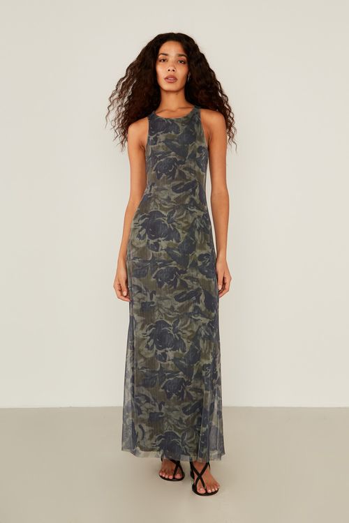 Vestido Malha Decote u Estampa Beta - Est Beta Night