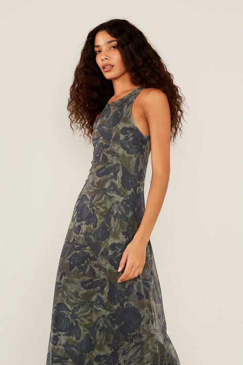 Vestido Malha Decote u Estampa Beta - Est Beta Night