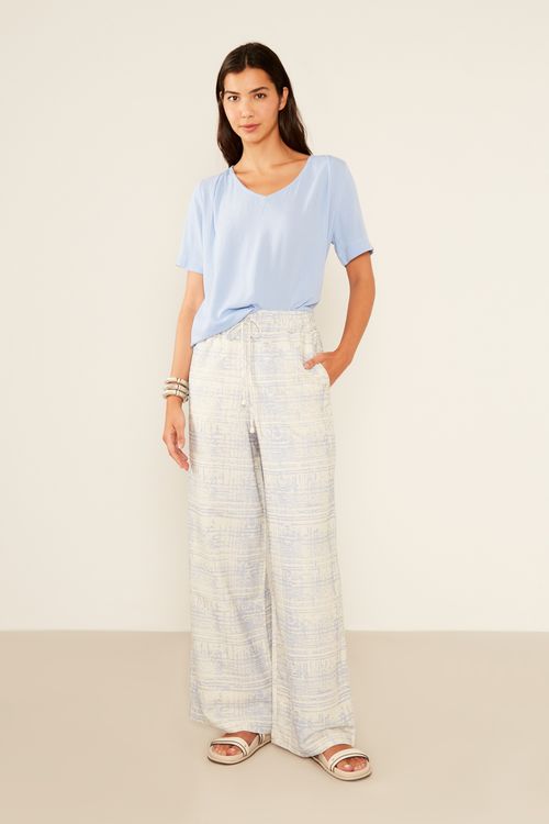 Blusa Casual Decote v - Azul Ceu