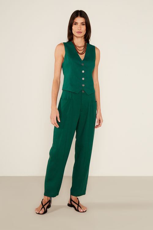 Colete Casual Linho - Verde Flore