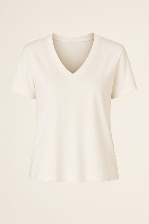 Blusa Malha Decote v - Off White