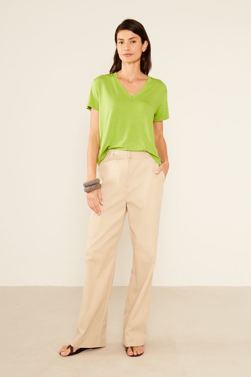 Blusa Malha Decote v - Verde Ervilha