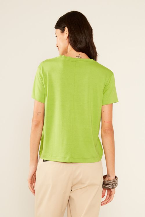 Blusa Malha Decote v - Verde Ervilha
