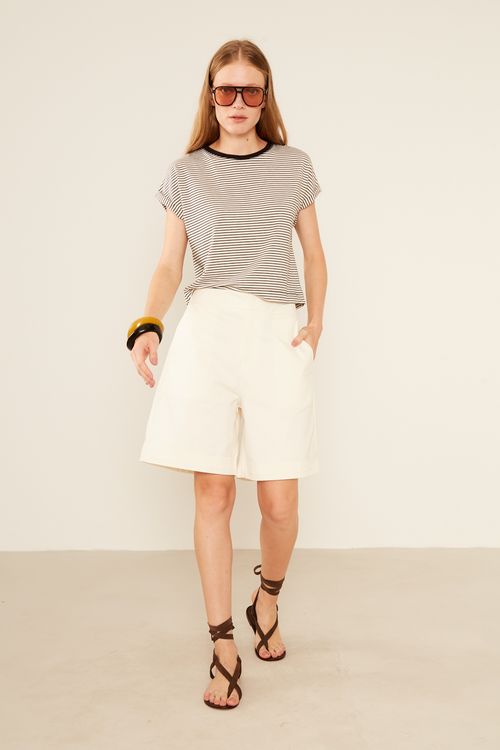 Blusa Malha Listrada - Preto/Branco