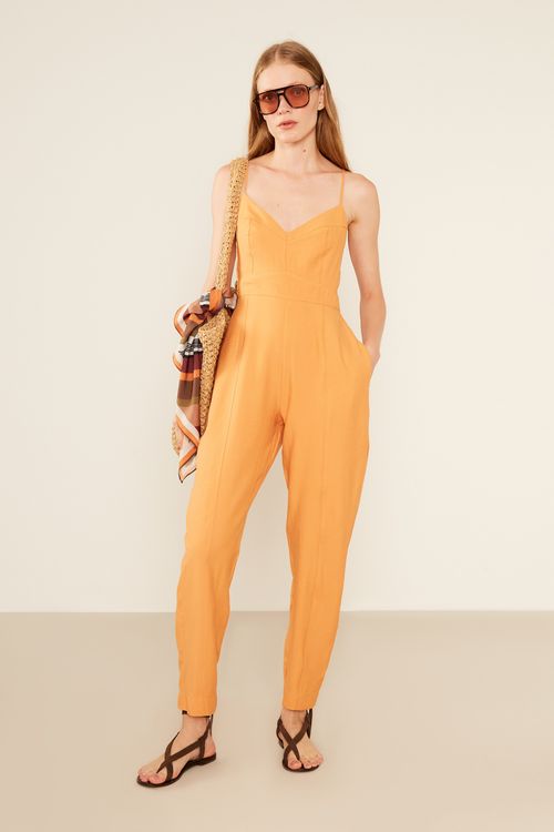 Macacão Alfaiataria Recortes - Laranja Organico