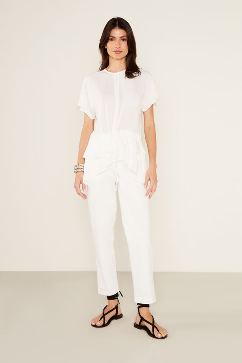 Blusa Casual Detalhe Amarração - Off White