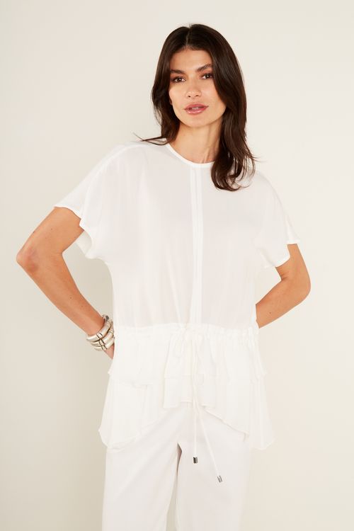 Blusa Casual Detalhe Amarração - Off White