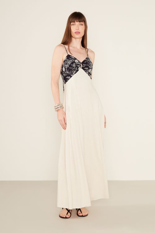 Vestido Casual Bordado - Azul Marinho