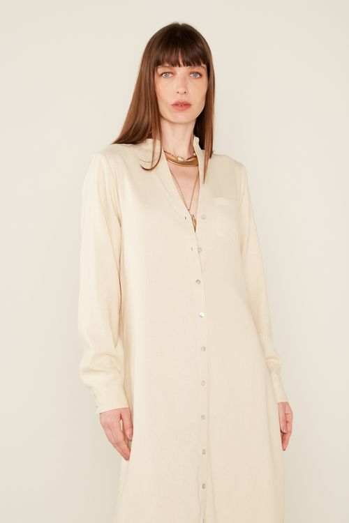 Vestido Chemise Casual - Bege Areia