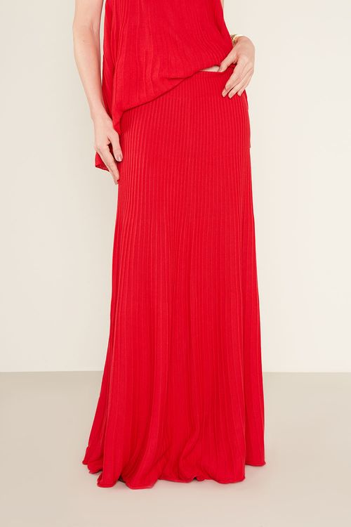 Saia Tricot Plissada - Vermelho Pepper