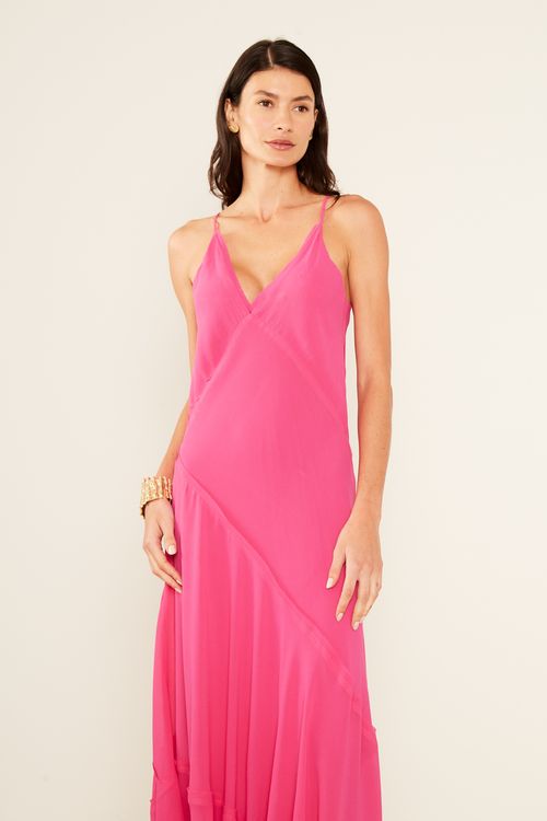 Vestido Midi Camadas - Rosa Radiante